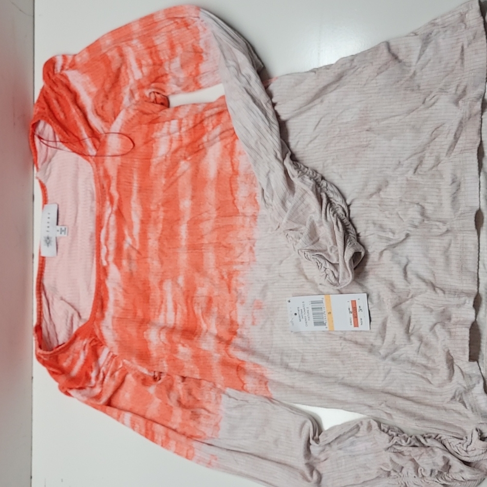 NEW! Fever Tie-Dyed Square-Neck Ribbed Knit Top